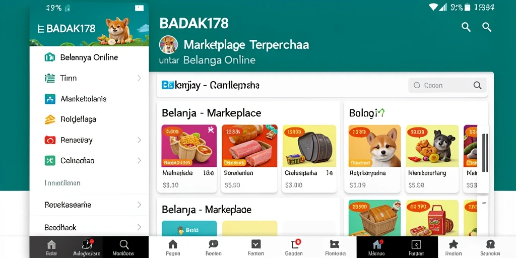 Antarmuka utama aplikasi BADAK178 yang memudahkan belanja online.