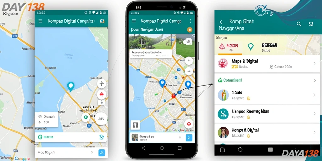Antarmuka utama DAYA138 menunjukkan fungsi kompas digital yang intuitif.