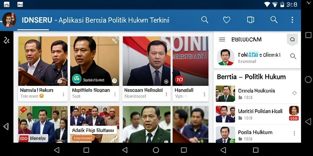 Tampilan antarmuka aplikasi IDNSERU untuk berita politik hukum.