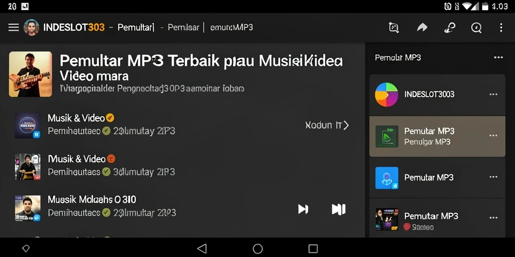 Tampilan antarmuka <strong>INDESLOT303</strong> dengan fitur Pemutar MP3 yang menarik.