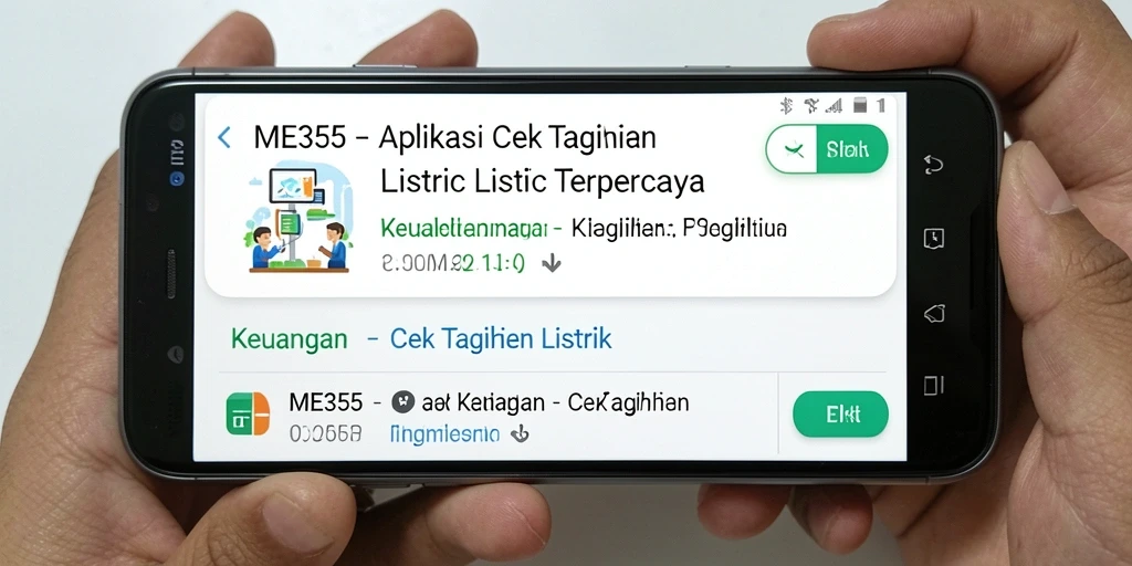 Tampilan antarmuka utama ME355 untuk cek tagihan listrik.