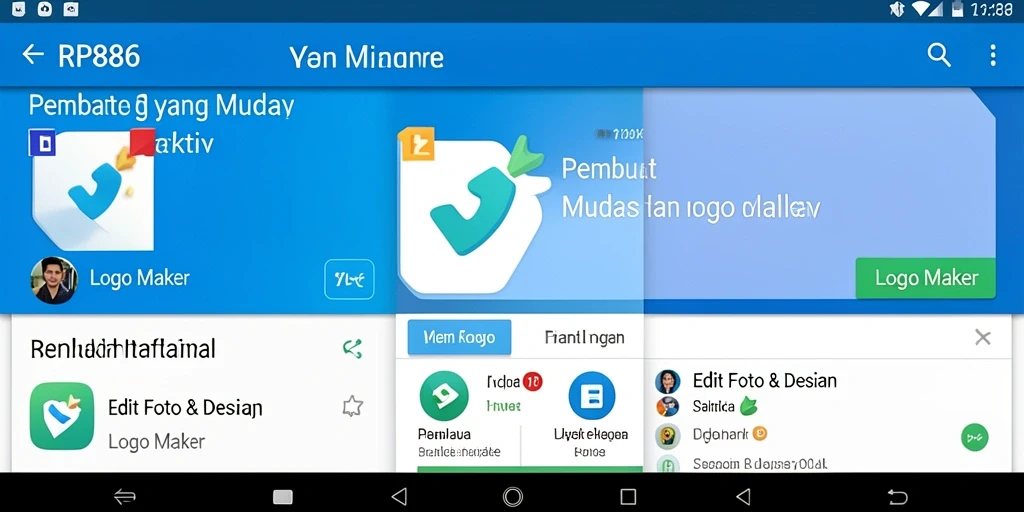 Tampilan antarmuka RP886 yang user-friendly untuk membuat logo.