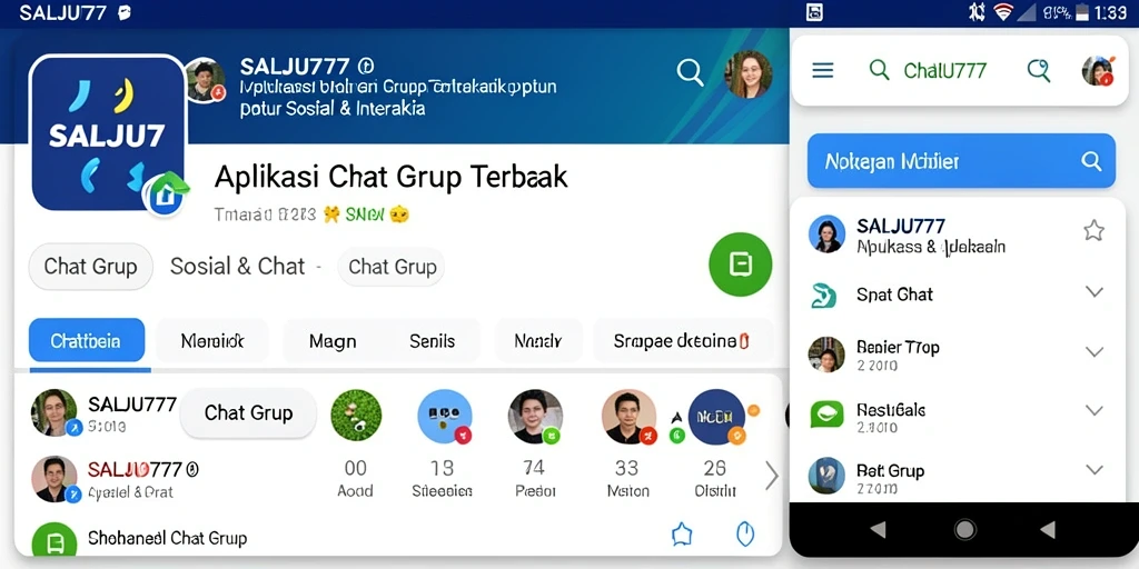 Antarmuka SALJU777 menampilkan fitur Chat Grup yang interaktif dan menarik.
